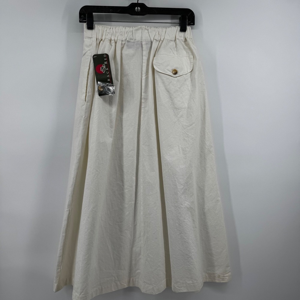 Vintage Outback Red Ivory Cotton Pleated Midi Skirt High Waist Size 10 NWT USA - Picture 12 of 12